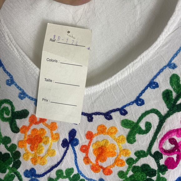 Women’s White Boho Sheer Cover Up Midi Dress Fairy Embroidered Boho One Size - Picture 9 of 11